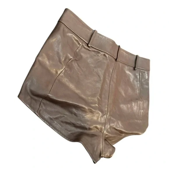 Lamarque Annaise Hot Shorts Lamb Leather High Waisted Sexy Edgy Classy Brown S